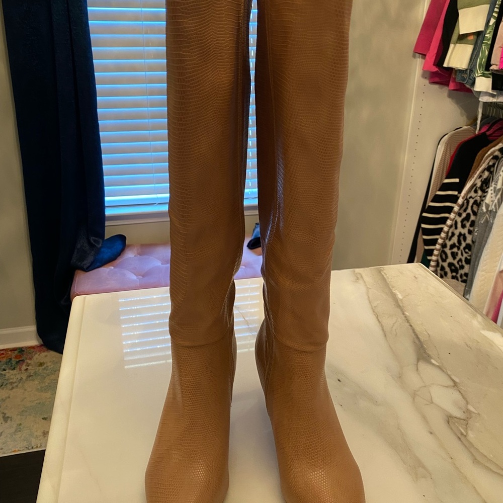 Stylish Tan Over the Knee Boots